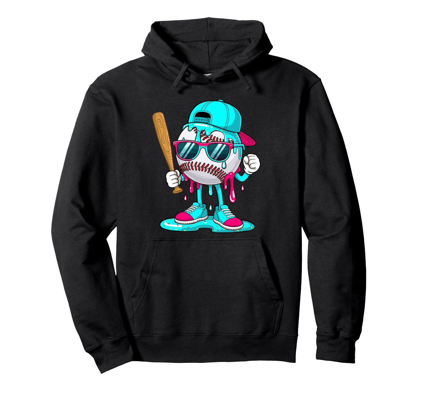 Funny Dripping Baseball Sunglasses Hoodie - Minimalist Print Men Women