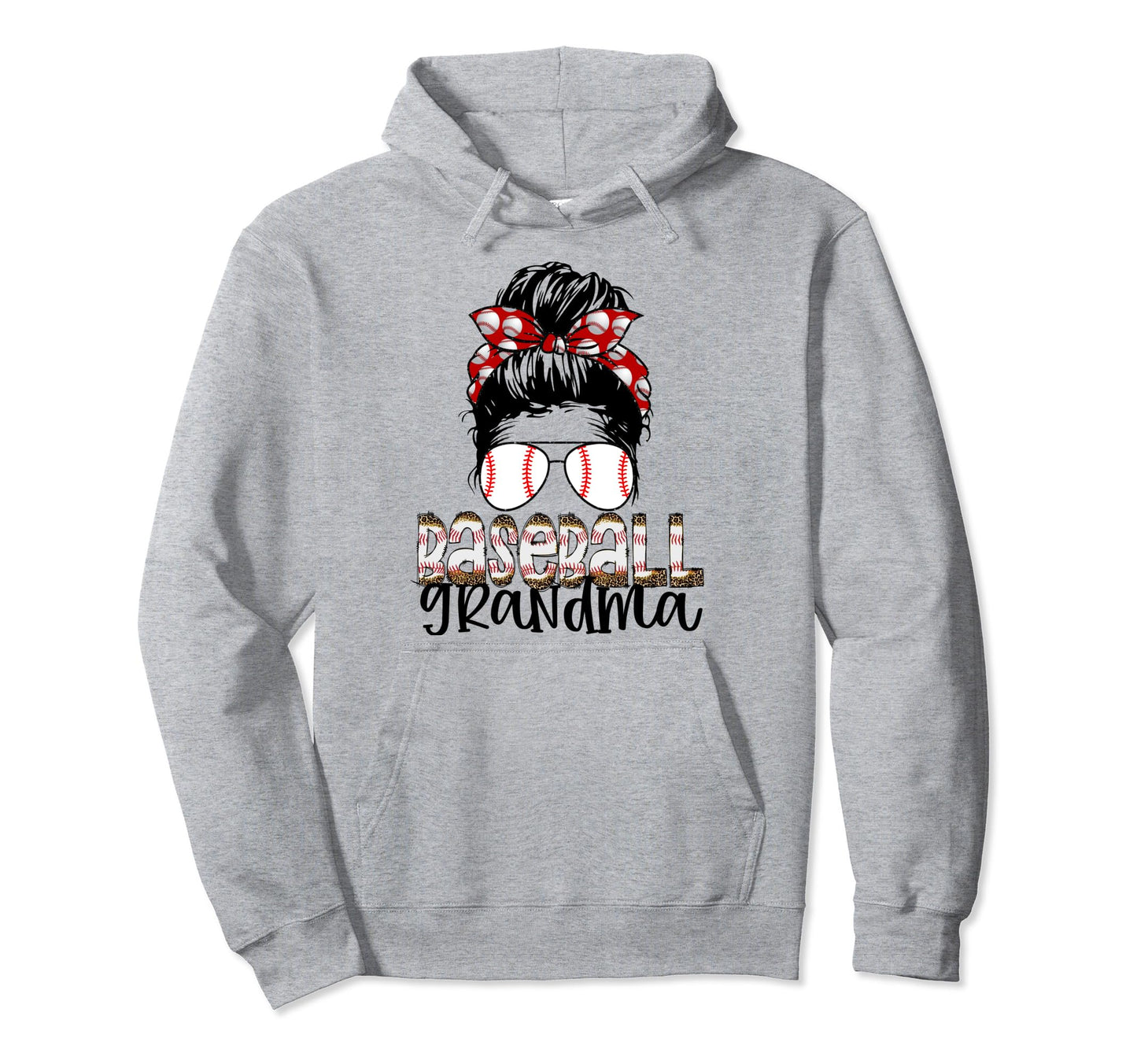 Baseball Grandma Messy Bun Sunglass Hoodie - Fun Novelty Design Men Women