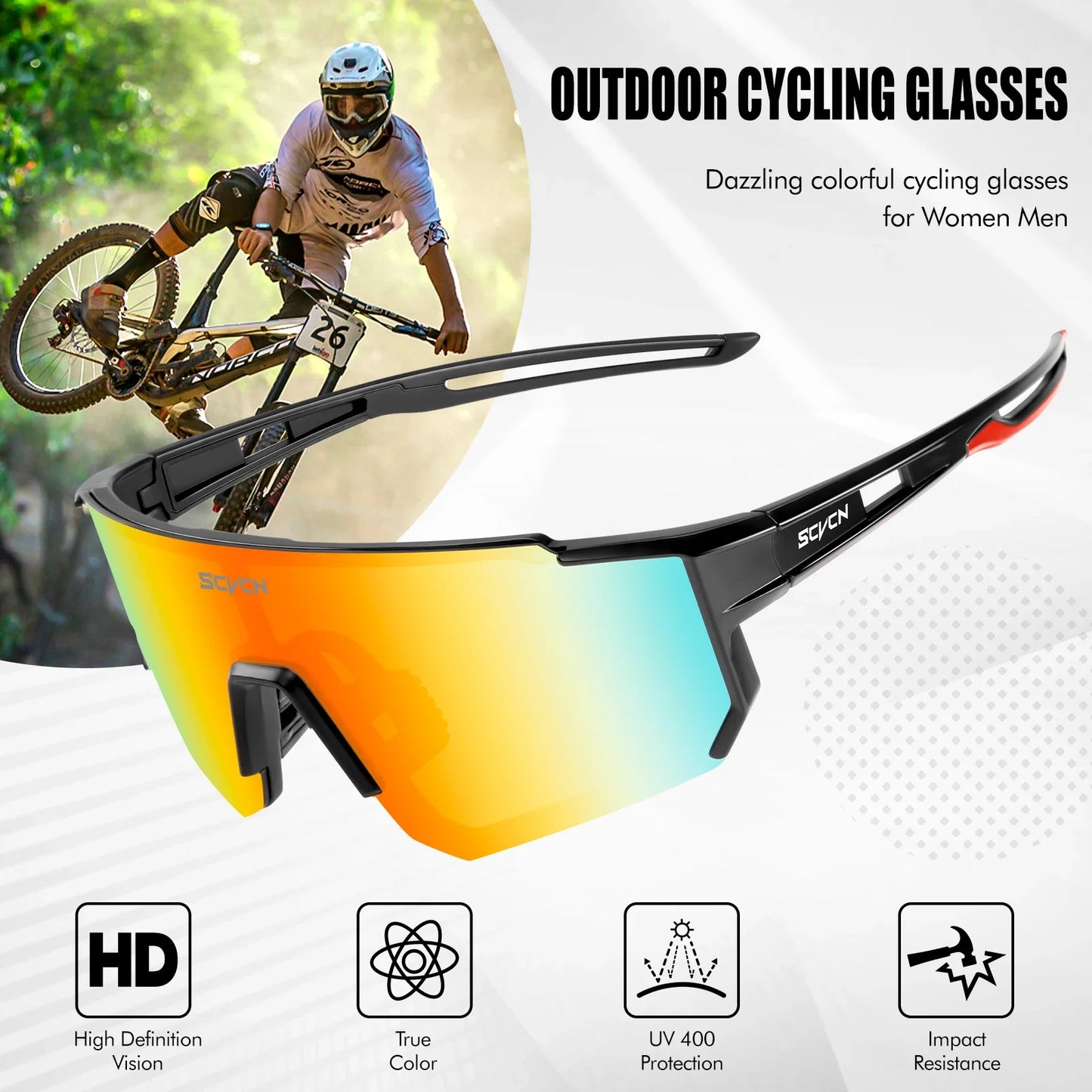 SCVCN UV400 Sports Cycling Sunglasses for Men & Women