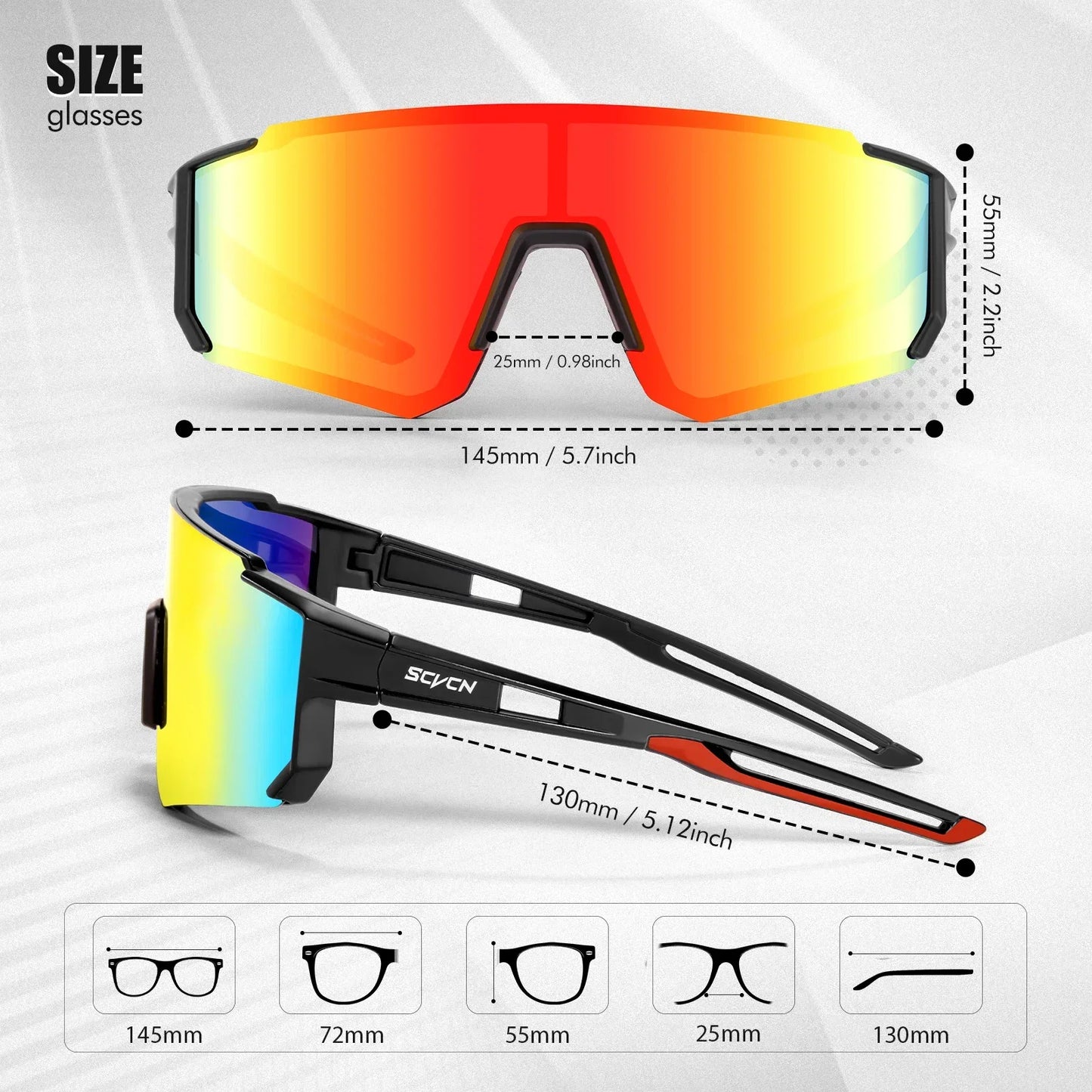 SCVCN UV400 Sports Cycling Sunglasses for Men & Women